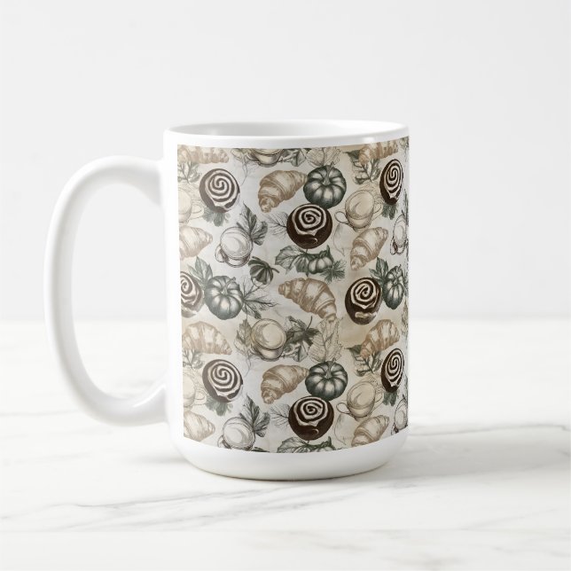 Antika höstpumpor och bakverk – Monokrom  Kaffemugg (Vänster)