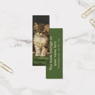 Antika husdjur, söt randig tabbykatt kattunge litet visitkort