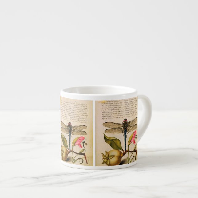Antika insekter, blommor, bär fruktt Hoefnagel Espressomugg (Framsida höger)
