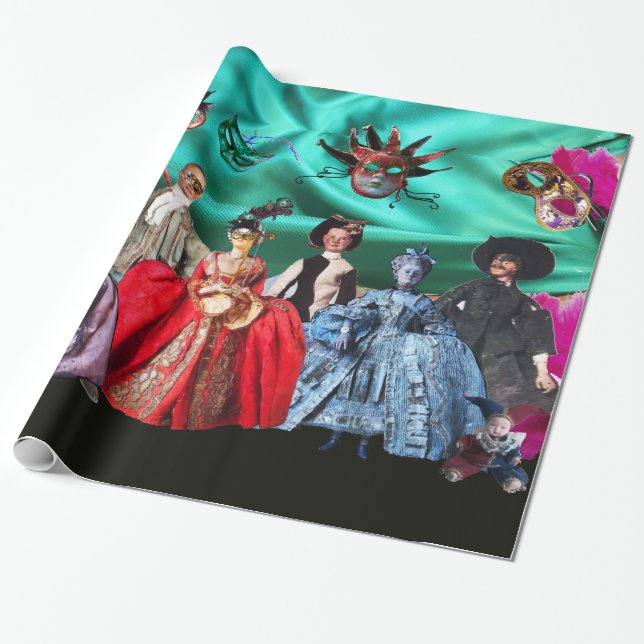 ANTIKA ITALIENSKA DOCKOR OCH MASKERAR PRESENTPAPPER (Utrullad)