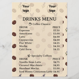 Antika kaffebönor och lavendel Sömlöst Mönster Meny