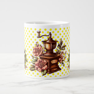 Antika Kaffekvarnar Gula Prickar Jumbo Mugg