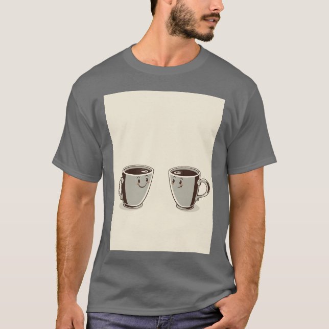 Antika kaffemuggar från 1950-talet flicka t shirt (Framsida)
