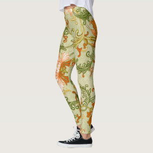 Antika kinesiska prydnader Jones blommor Leggings