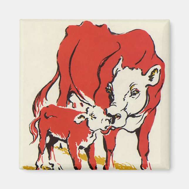 Antika lantbruksdjur, Holstein-ko med kalv Magnet (Framsidan)
