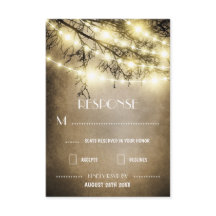 Antika lantliga rustika träd bröllops-svarskort