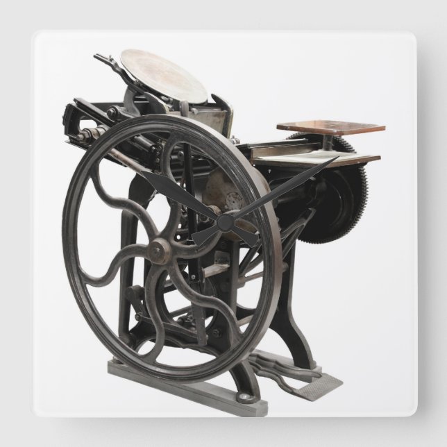 antika letterpress maskin från klockan 18.88 fyrkantig klocka (Framsida)