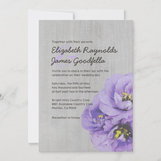 Antika Lisianthus Bröllopsinbjudningar Inbjudningar (Framsida)