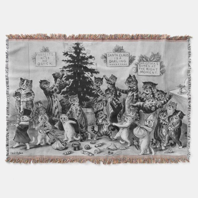 Antika Louis Wain Katter Firar Jul Filt (Framsidan)