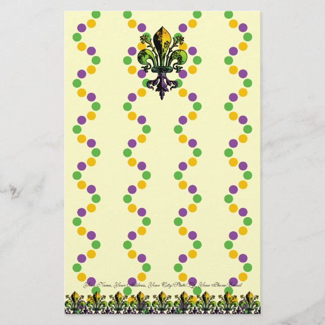 Antika Mardi Gras Fleur Brevpapper (Framsida)