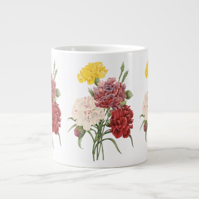 Antika Nejlikor Dianthus Trädgårdsblommor Redoute Jumbo Mugg (Framsidan)