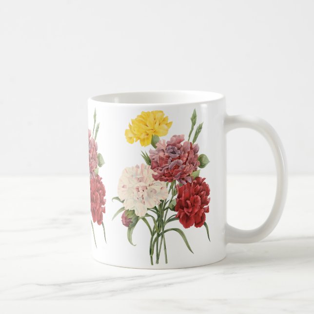 Antika Nejlikor Dianthus Trädgårdsblommor Redoute Kaffemugg (Höger)
