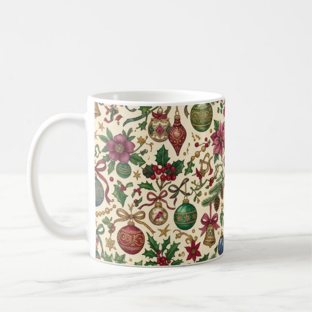 Antika Ornamenter Hängande från Band Kaffemugg (Vänster)