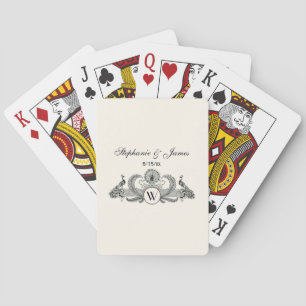 Antika påfåglar med monogram - Elfenben Spel Kort