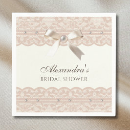 Antika pärlor Satinband Spets Bröllopsdusch Pappersservett