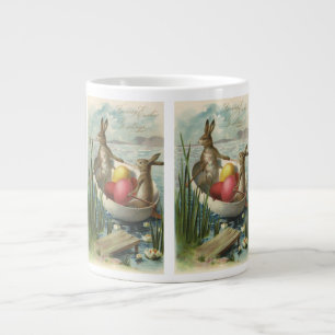Antika påskharar i en båt med påskägg jumbo mugg
