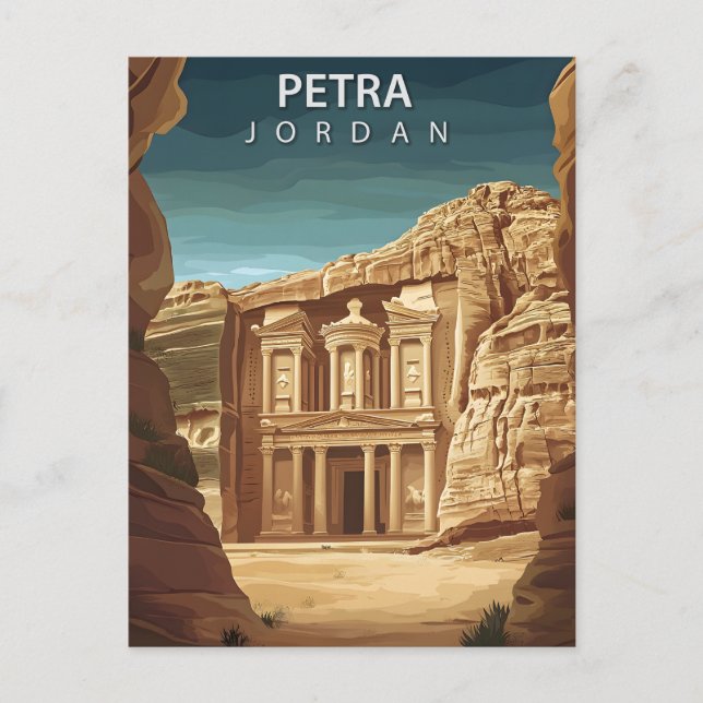 Antika Petra Jordan Forntida Ruiner Vykort (Framsida)