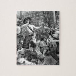 Antika pirater som slåss och dricker på skeppet pussel