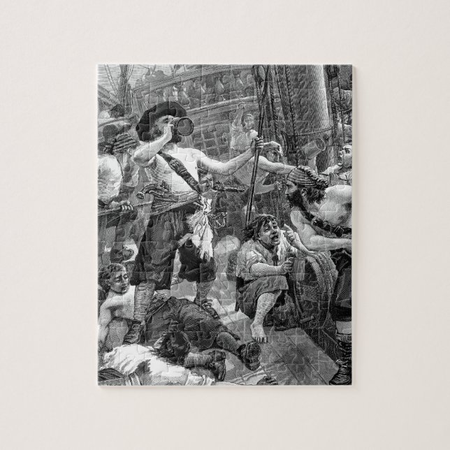 Antika pirater som slåss och dricker på skeppet pussel (Vertikal)