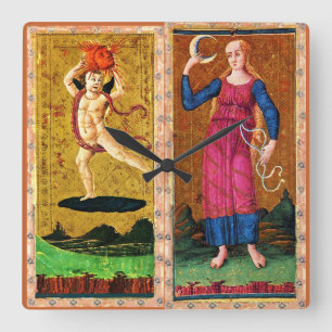 ANTIKA RENAISSANCE/SOL OCH MÅNE FYRKANTIG KLOCKA