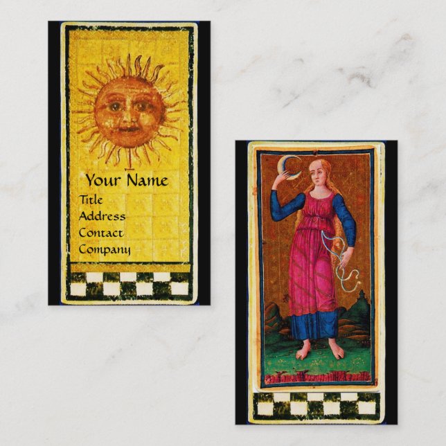 ANTIKA RENAISSANCE/SOL OCH MÅNE VISITKORT (Fram/baksida)