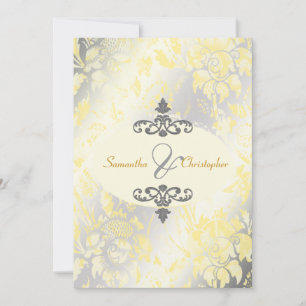 Antika Rosor Gula + Silver 5x7 inbjudningar