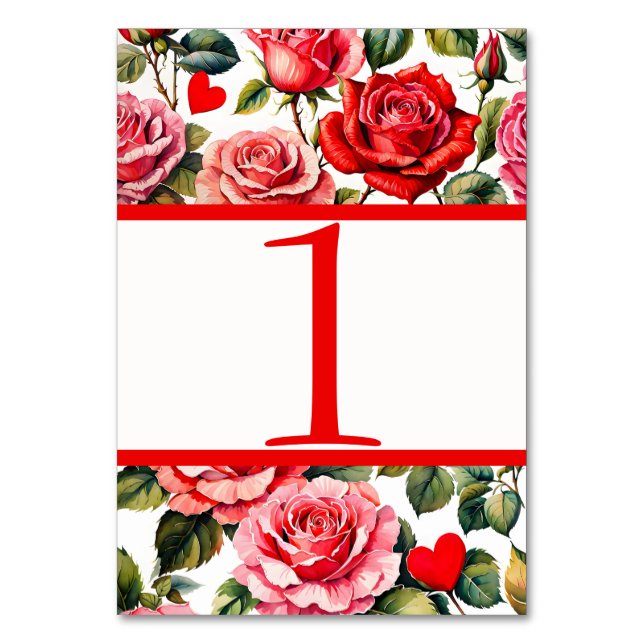 Antika Rosor och Hjärtan Bordskort (Baksidan)