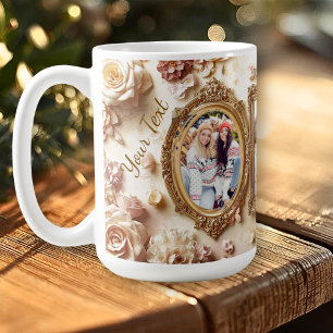 Antika Rosramar med Mjuk Guld Blommig Glans Kaffemugg