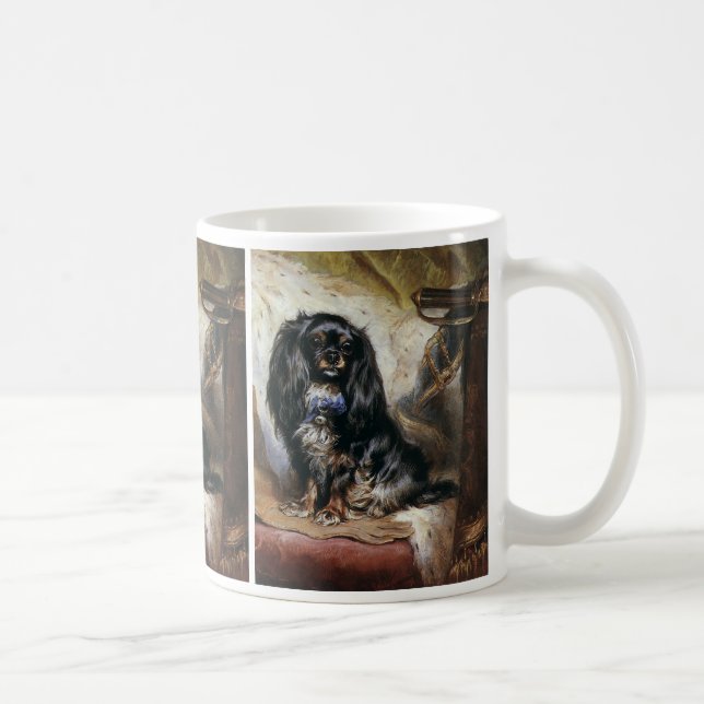 Antika sällskapsdjur, svart leksaksspets valp kaffemugg (Höger)