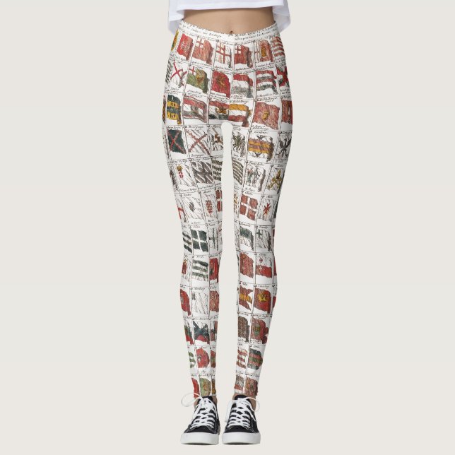 Antika sjöflagor från hela världen affisch leggings (Framsida)