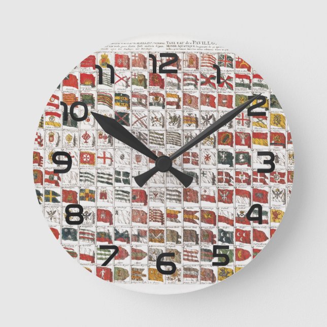 Antika sjöflagor från hela världen affisch rund klocka (Framsida)