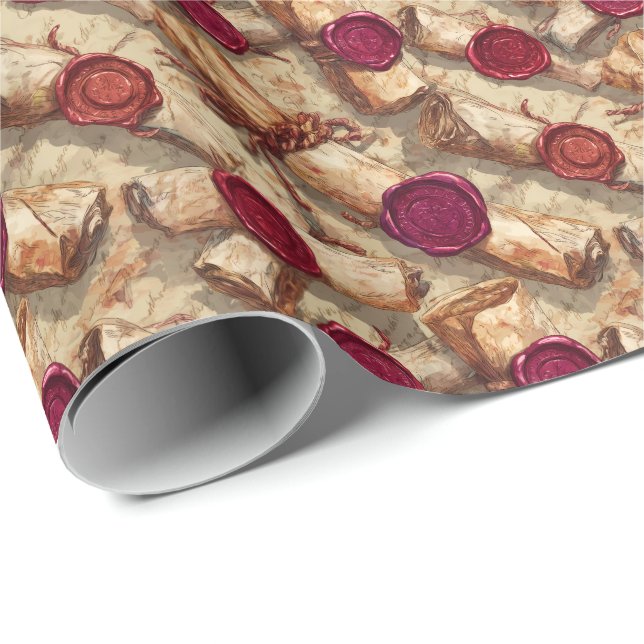Antika skriftrullar med vaxsigill D&D-lära Presentpapper (Rullad Hörn)