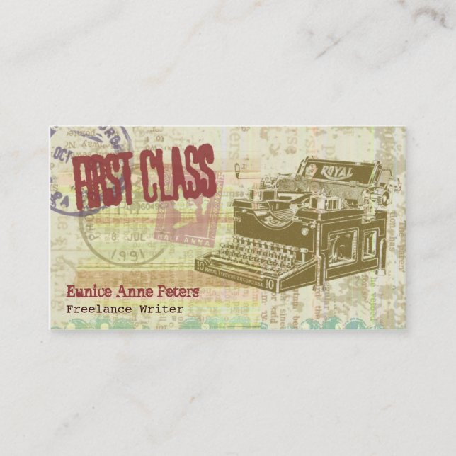 Antika skrivmaskinsvintageEphemera Visitkort (Framsida)