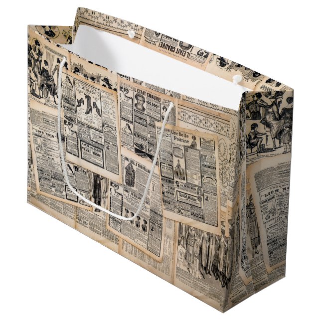 Antika tidningsannonsblad decoupage (Framsidan Vinklad)