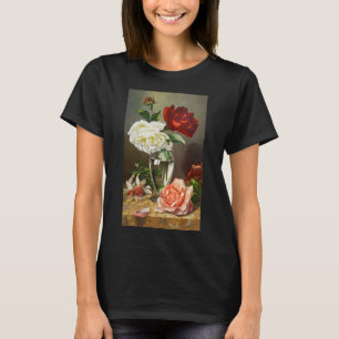 Antika trädgårdsrosor i en glassvas t shirt