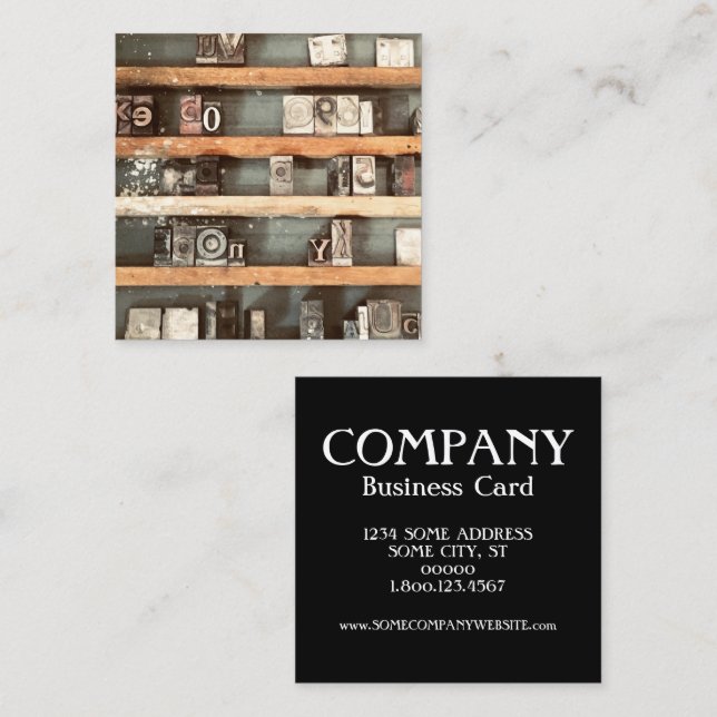 antika tryckblock frimärke fyrkantigt visitkort (Fram/baksida)