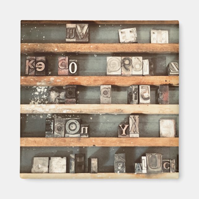 antika tryckblock frimärke magnet (Framsidan)
