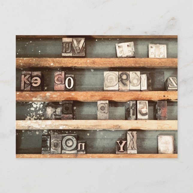 antika tryckblock frimärke vykort (Framsida)