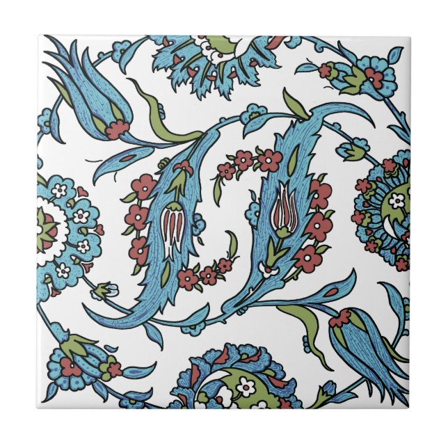 Antika turkiska blom- Composision Kakelplatta (Framsidan)