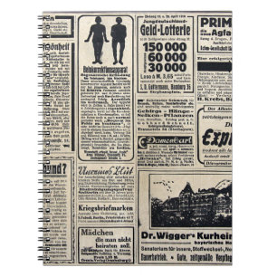 Antika tyska tidningsannonser 1917 anteckningsbok