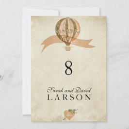 Antika varmluftsballong bröllopsbord nummer inbjudningar