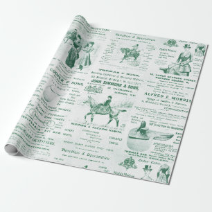 Antika Vintage-Efemerid Dam Equestrian Annonser Presentpapper
