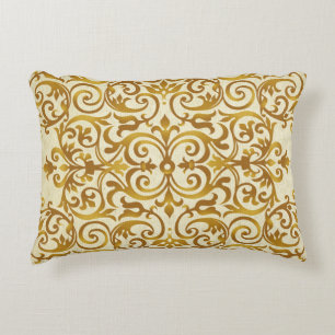 antika,vintage,guld,damm,blommigt,mönster,chic, prydnadskudde