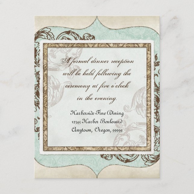 Antika Virvlande Graverade Blommor Bröllop Tilläggskort (Framsida)