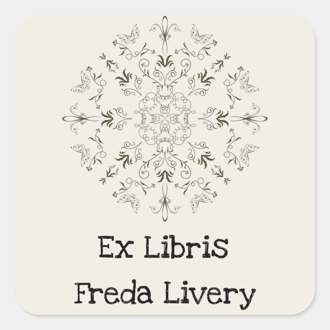 Antika Virvlar Blommar Klassiker Fyrkantigt Klistermärke (Framsida)