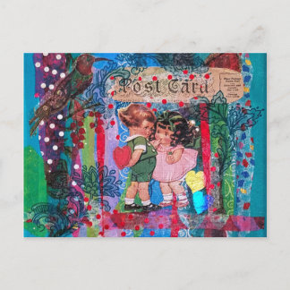 Antika vykortvintagevalentin barn för dag helg vykort