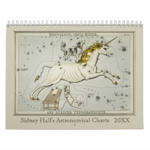 Antika Zodiak Astronomiska Kartor av Sidney Hall Kalender