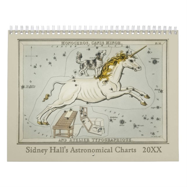 Antika Zodiak Astronomiska Kartor av Sidney Hall Kalender (Omslag)