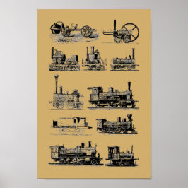 Antikaångmotorlok "Steampunk" Art Poster