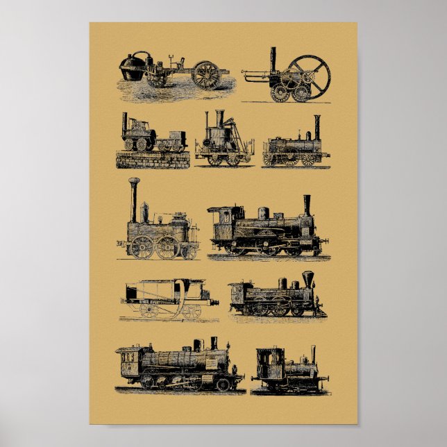 Antikaångmotorlok "Steampunk" Art Poster (Framsidan)